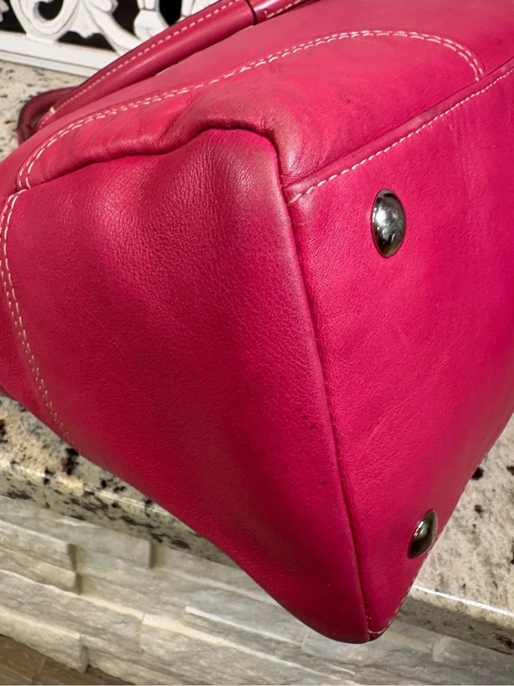 Coach F13811 Hamilton Legacy Leather Satchel Tote Raspberry